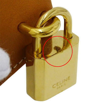 CELINE セリーヌ バーティカルカバ ラージ トートバッグ ブラウン アイボリー キャンバス レディース 【中古】