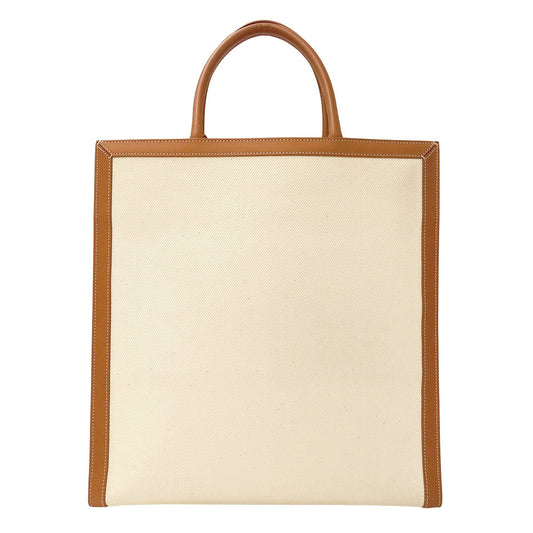 CELINE セリーヌ バーティカルカバ ラージ トートバッグ ブラウン アイボリー キャンバス レディース 【中古】