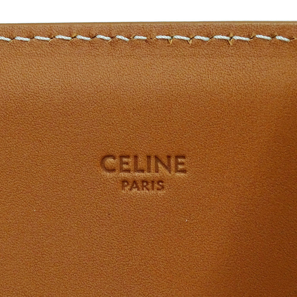 CELINE セリーヌ バーティカルカバ ラージ トートバッグ ブラウン アイボリー キャンバス レディース 【中古】