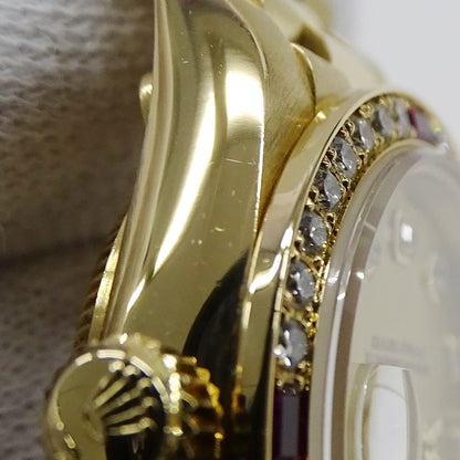ROLEX ロレックス デイトジャスト 69068G W番 レディース 腕時計 自動巻き AT 750YG 18K 金無垢 ゴールド 4Pルビー 10Pダイヤモンド 磨き済み 【中古】