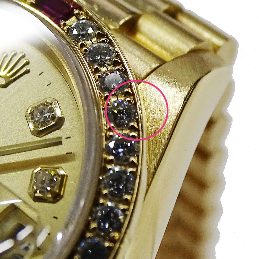 ROLEX ロレックス デイトジャスト 69068G W番 レディース 腕時計 自動巻き AT 750YG 18K 金無垢 ゴールド 4Pルビー 10Pダイヤモンド 磨き済み 【中古】