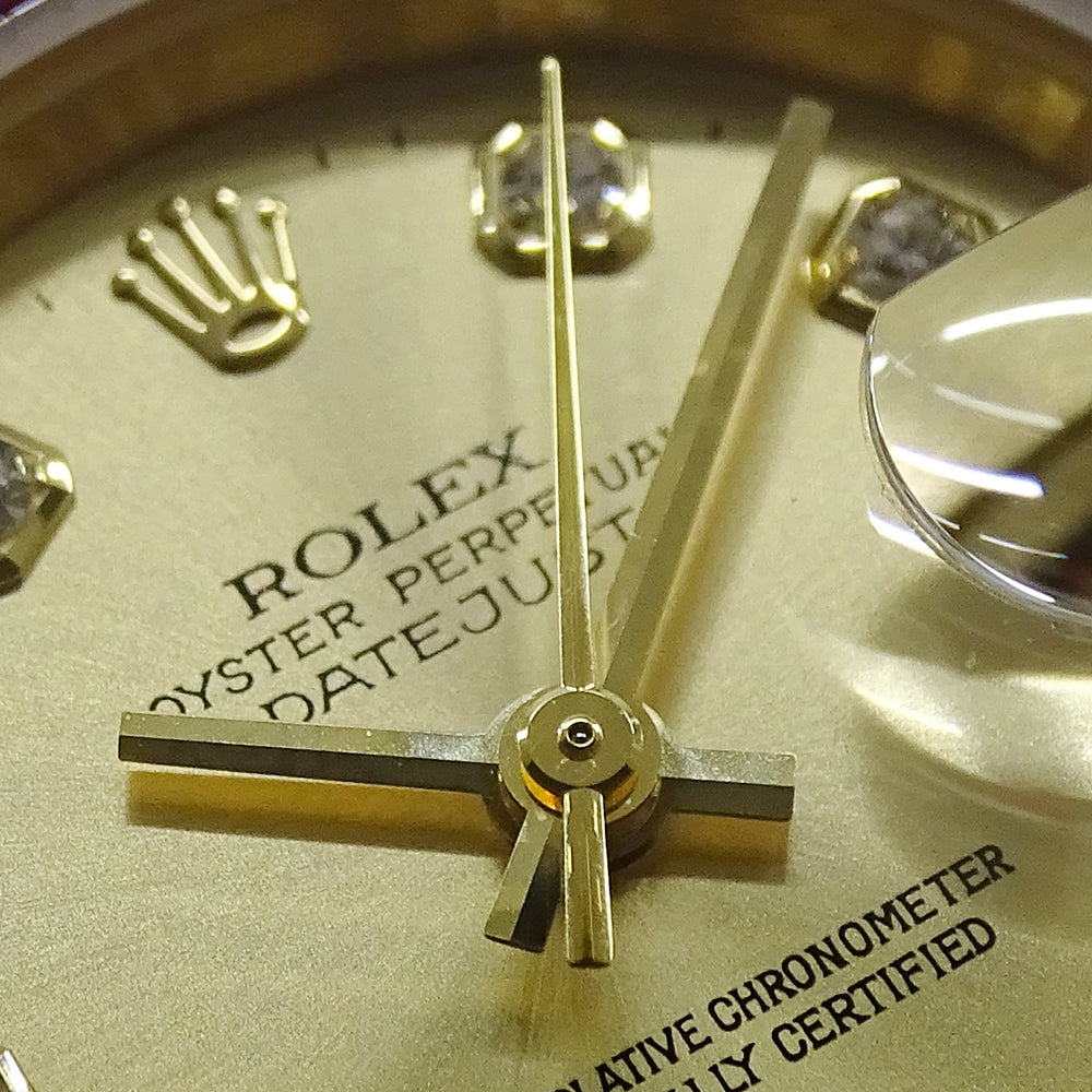 ROLEX ロレックス デイトジャスト 69068G W番 レディース 腕時計 自動巻き AT 750YG 18K 金無垢 ゴールド 4Pルビー 10Pダイヤモンド 磨き済み 【中古】