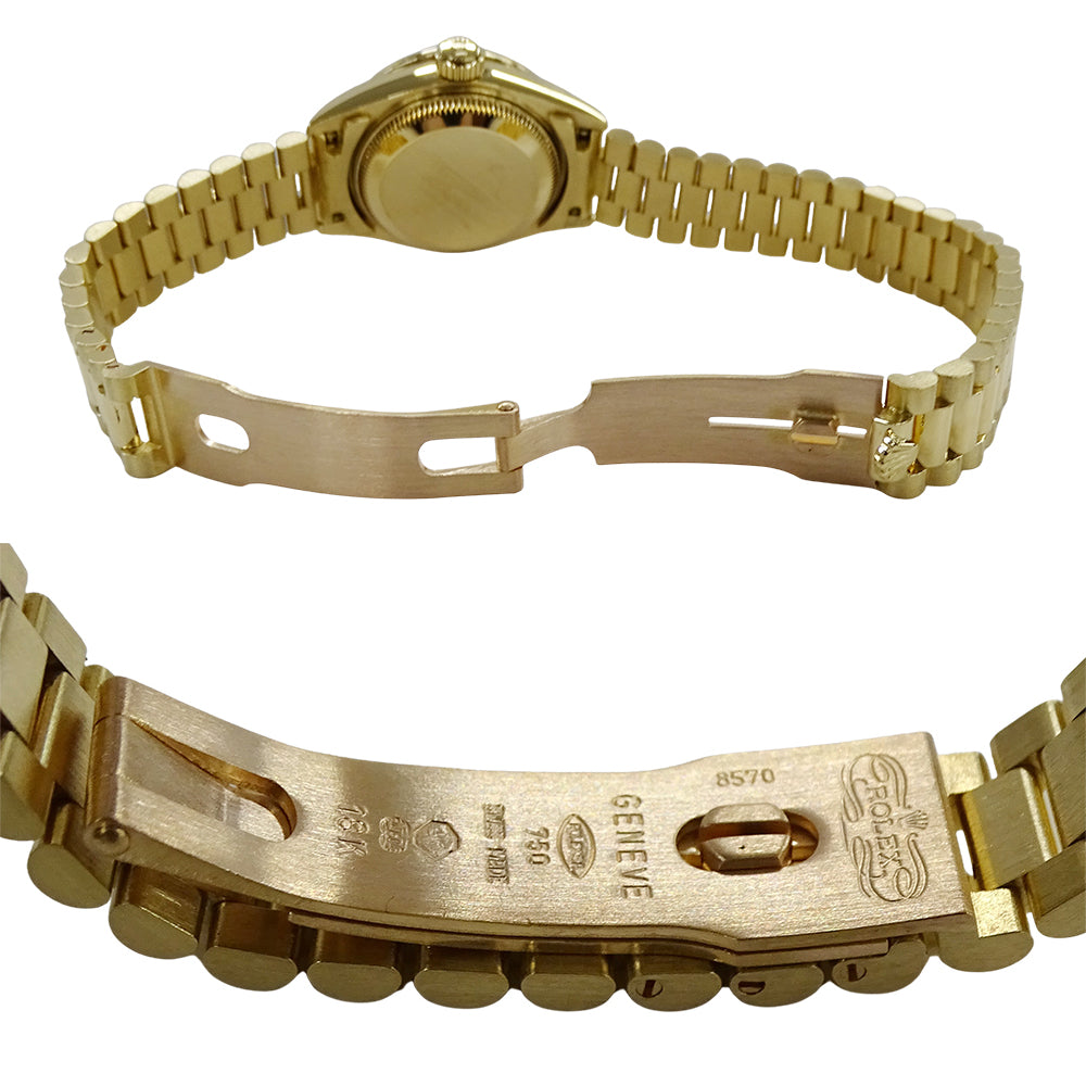 ROLEX ロレックス デイトジャスト 69068G W番 レディース 腕時計 自動巻き AT 750YG 18K 金無垢 ゴールド 4Pルビー 10Pダイヤモンド 磨き済み 【中古】