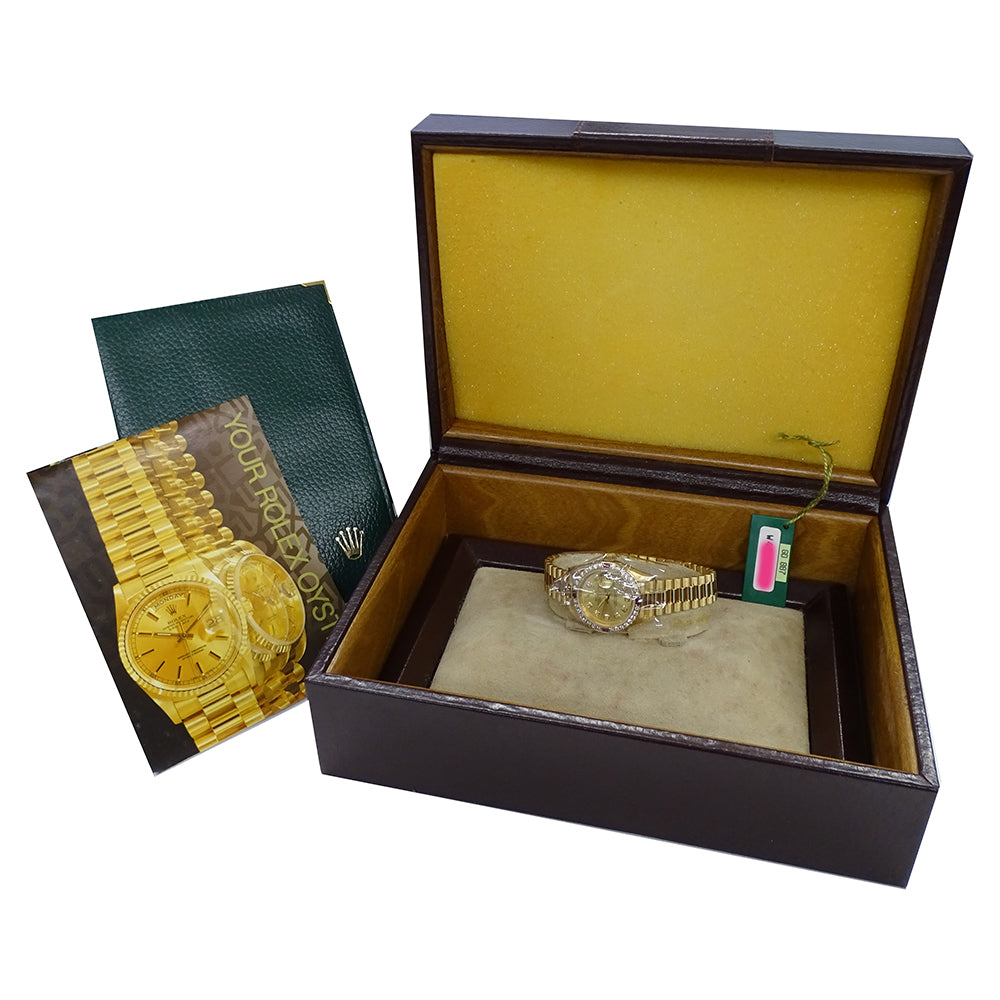 ROLEX ロレックス デイトジャスト 69068G W番 レディース 腕時計 自動巻き AT 750YG 18K 金無垢 ゴールド 4Pルビー 10Pダイヤモンド 磨き済み 【中古】