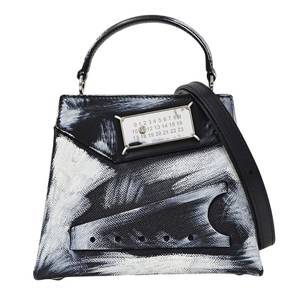 Maison Margiela メゾン マルジェラ スナッチト スモール ビアンケット 2wayバッグ ブラック ホワイト レザー レディース 【中古】