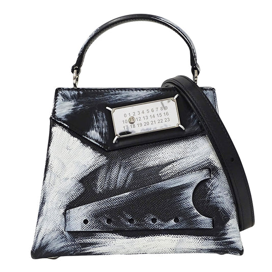 Maison Margiela メゾン マルジェラ スナッチト スモール ビアンケット 2wayバッグ ブラック ホワイト レザー レディース 【中古】