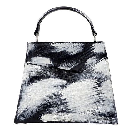 Maison Margiela メゾン マルジェラ スナッチト スモール ビアンケット 2wayバッグ ブラック ホワイト レザー レディース 【中古】