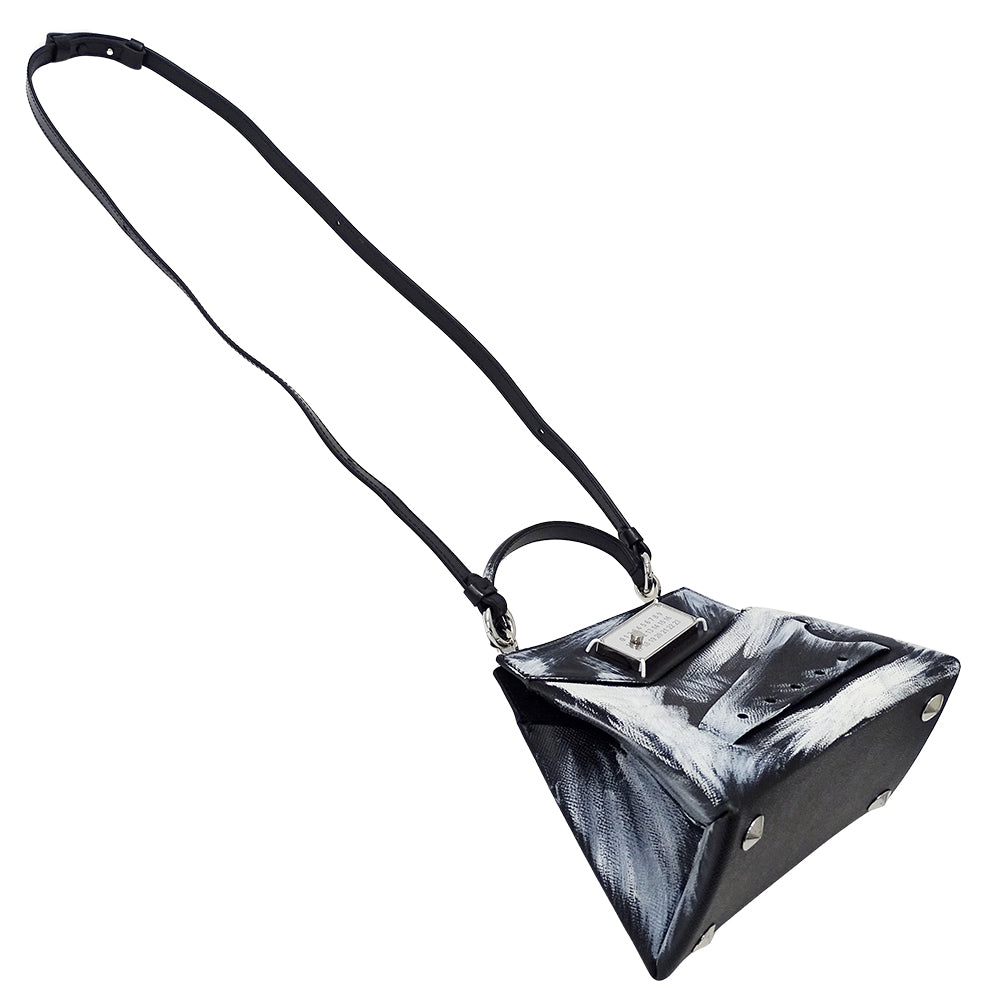 Maison Margiela メゾン マルジェラ スナッチト スモール ビアンケット 2wayバッグ ブラック ホワイト レザー レディース 【中古】