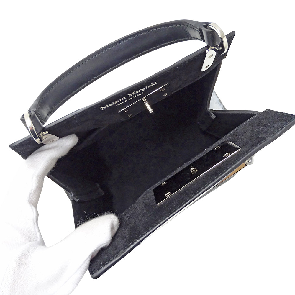 Maison Margiela メゾン マルジェラ スナッチト スモール ビアンケット 2wayバッグ ブラック ホワイト レザー レディース 【中古】