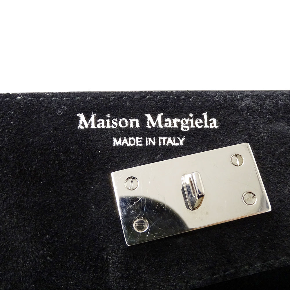 Maison Margiela メゾン マルジェラ スナッチト スモール ビアンケット 2wayバッグ ブラック ホワイト レザー レディース 【中古】