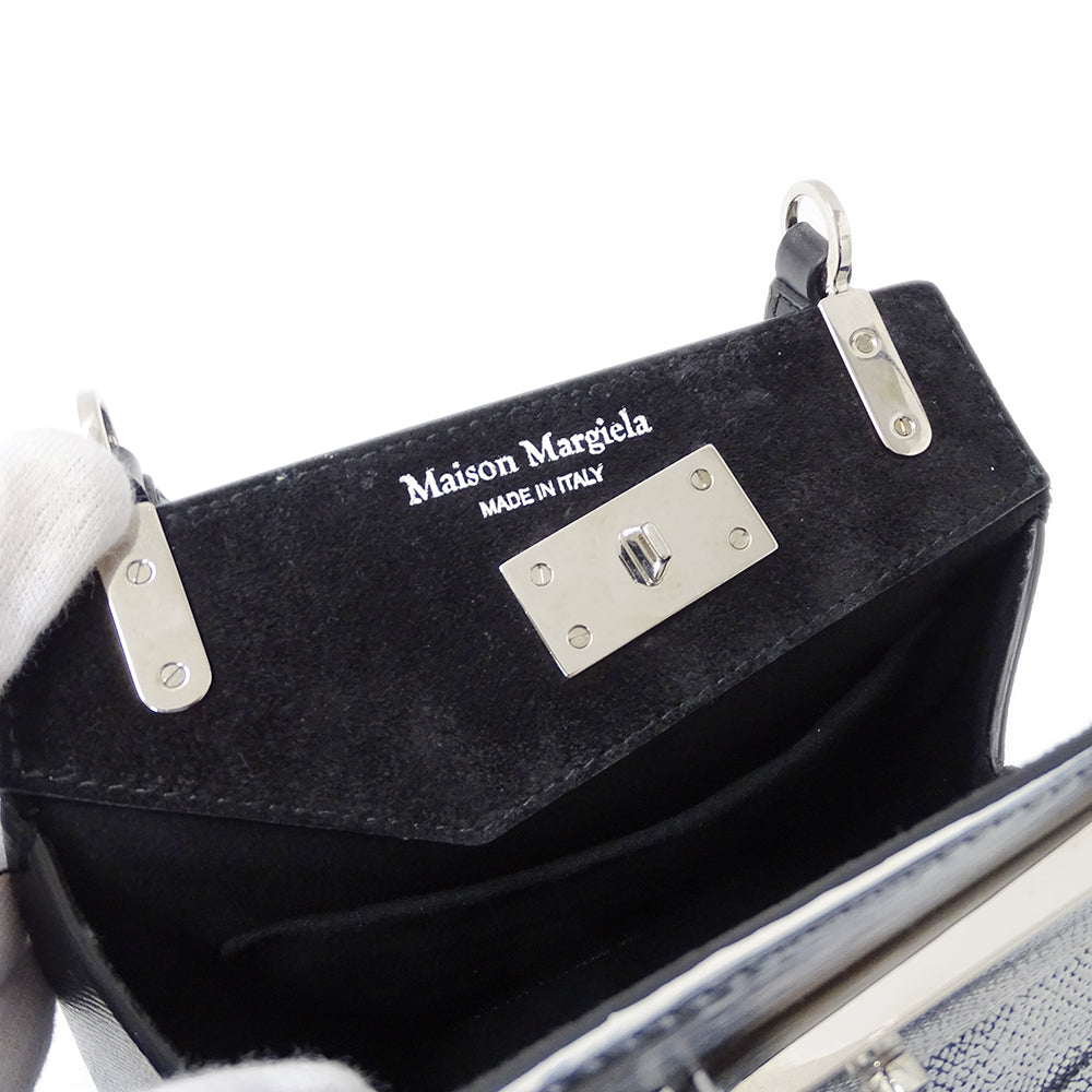 Maison Margiela メゾン マルジェラ スナッチト スモール ビアンケット 2wayバッグ ブラック ホワイト レザー レディース 【中古】