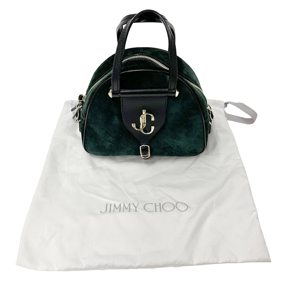 JIMMY CHOO ジミーチュウ ハンドバッグ グリーン スエード レディース 【中古】