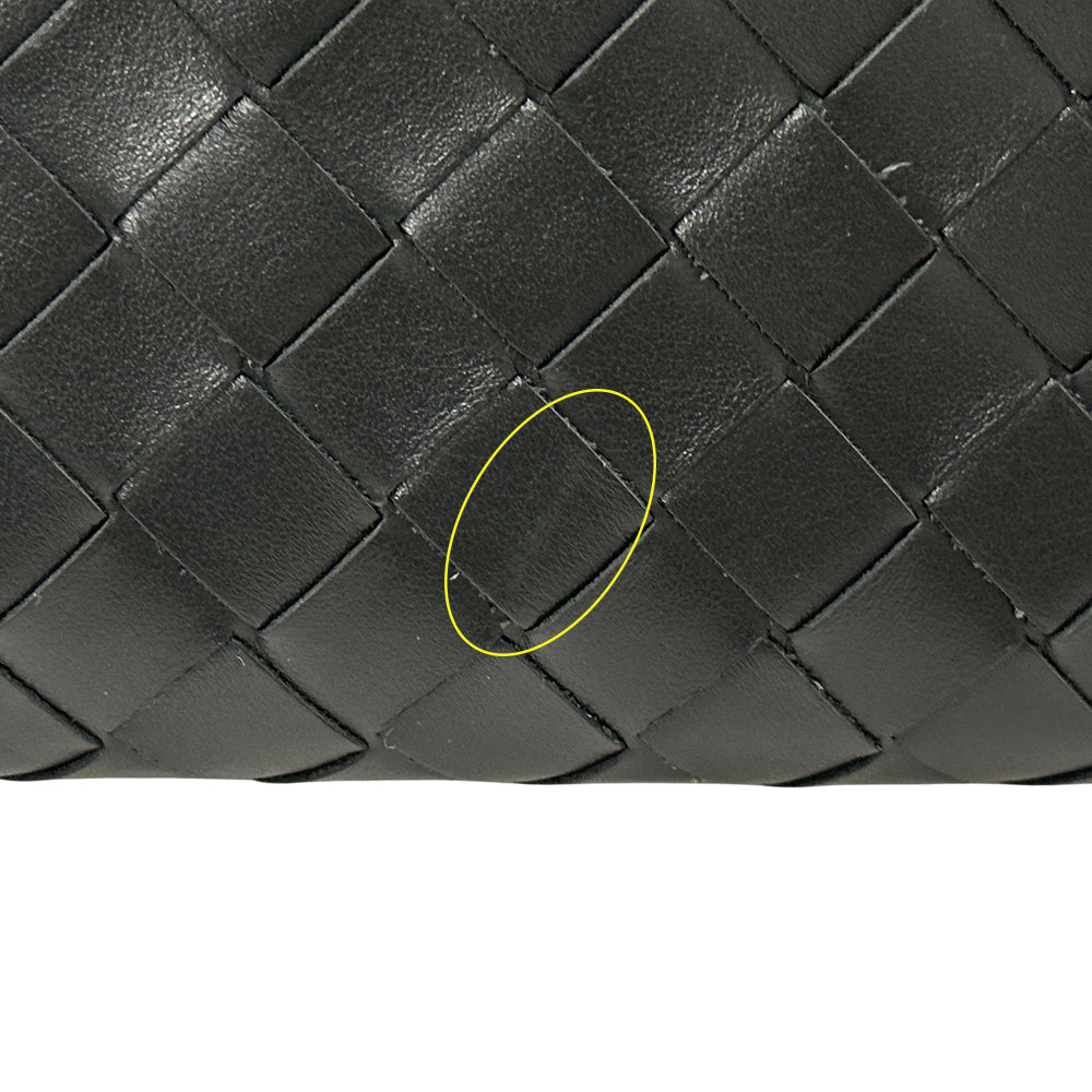 BOTTEGAVENETA ボッテガ・ヴェネタ クラッチ・セカンドバッグ ミディアムイントレチャート ブラック レザー メンズ 【中古】