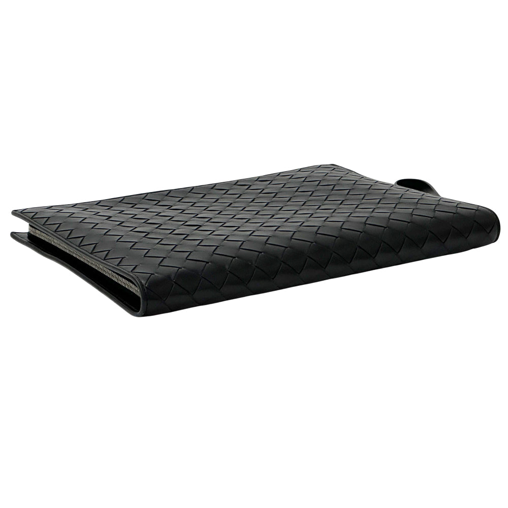 BOTTEGAVENETA ボッテガ・ヴェネタ クラッチ・セカンドバッグ ミディアムイントレチャート ブラック レザー メンズ 【中古】