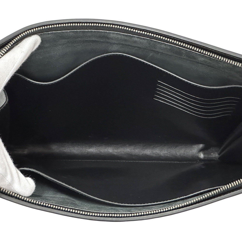BOTTEGAVENETA ボッテガ・ヴェネタ クラッチ・セカンドバッグ ミディアムイントレチャート ブラック レザー メンズ 【中古】