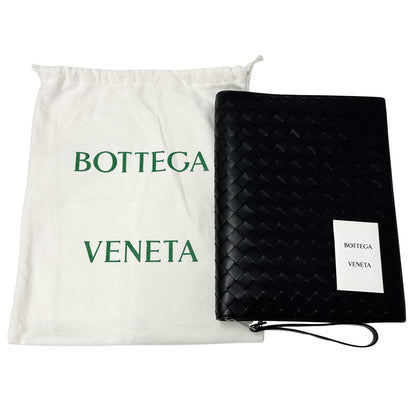 BOTTEGAVENETA ボッテガ・ヴェネタ クラッチ・セカンドバッグ ミディアムイントレチャート ブラック レザー メンズ 【中古】
