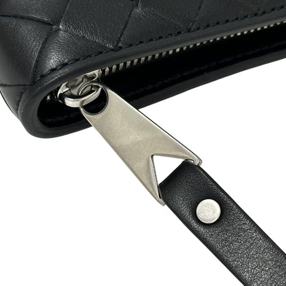 BOTTEGAVENETA ボッテガ・ヴェネタ クラッチ・セカンドバッグ ミディアムイントレチャート ブラック レザー メンズ 【中古】