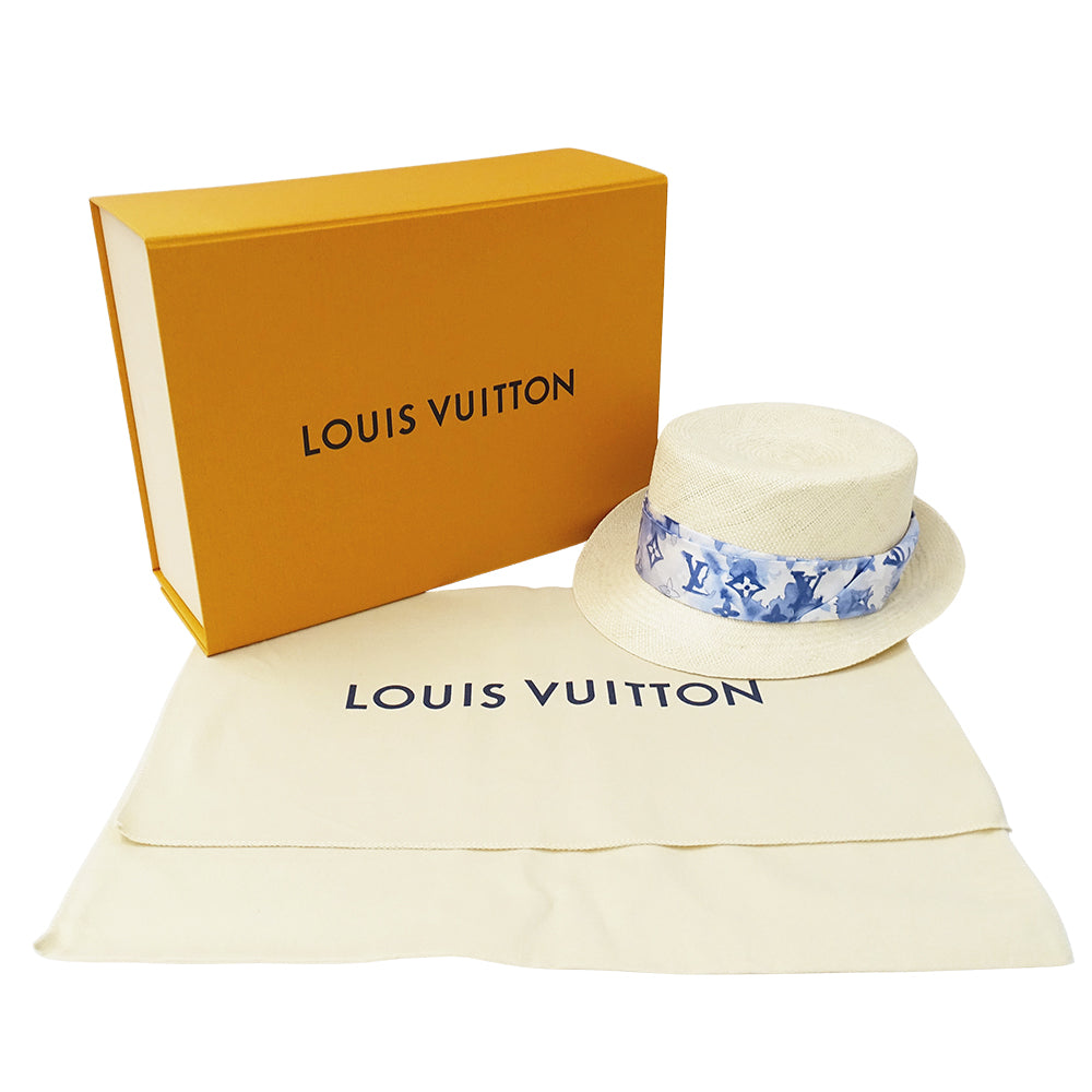 LOUIS VUITTON ルイ・ヴィトン シャポー・サマータイム ハット モノグラム ウォーターカラー ベージュ ブルー M76762 レディース 【中古】