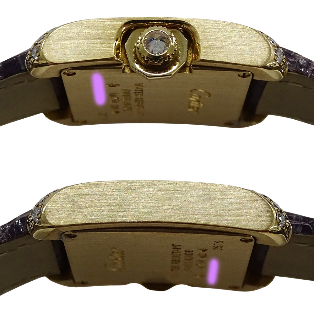 Cartier カルティエ タンクアングレーズ SM WT100014 レディース 腕時計 クオーツ QZ ダイヤモンド 750YG レザー 磨き済み 【中古】