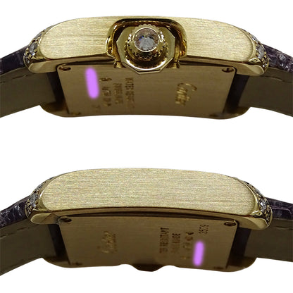 Cartier カルティエ タンクアングレーズ SM WT100014 レディース 腕時計 クオーツ QZ ダイヤモンド 750YG レザー 磨き済み 【中古】