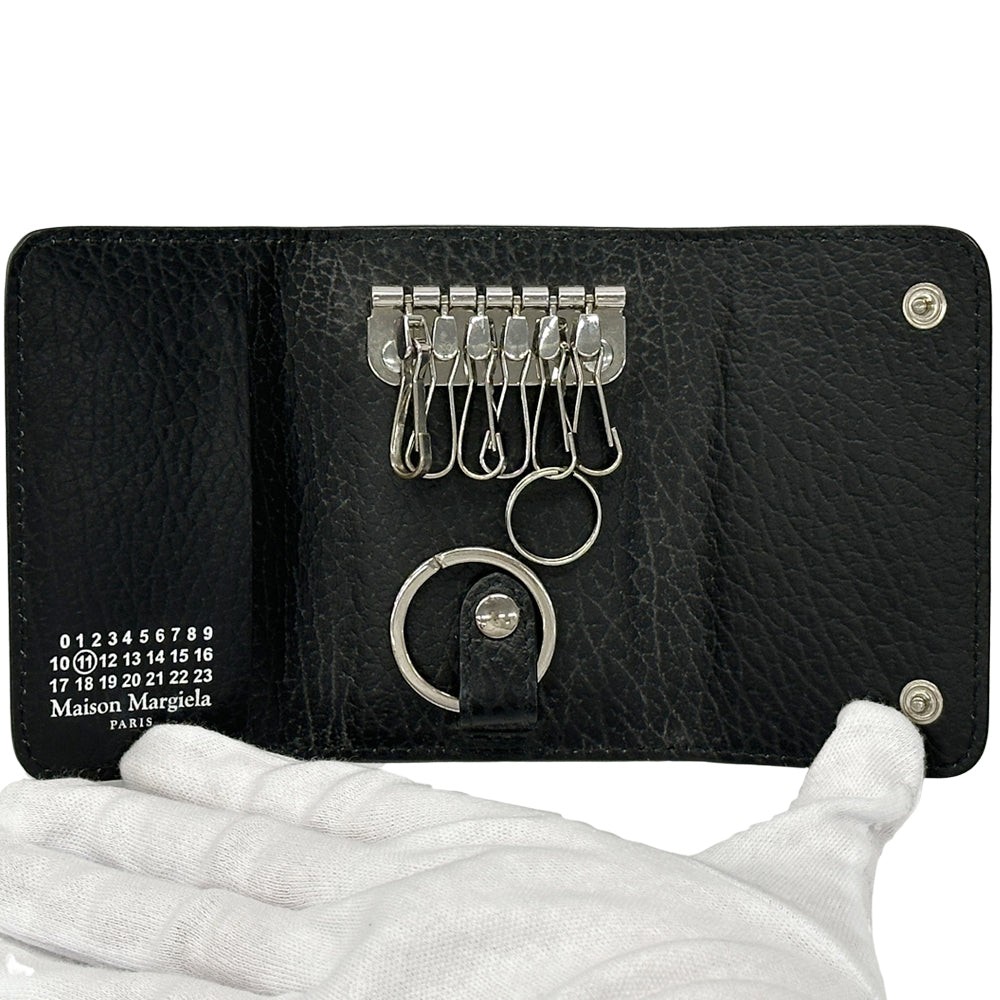 Maison Margiela メゾン マルジェラ キーケース 4ステッチ ブラック レザー レディース 【中古】