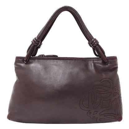 LOEWE ロエベ ハンドバッグ アナグラム ブラウン レザー レディース 【中古】