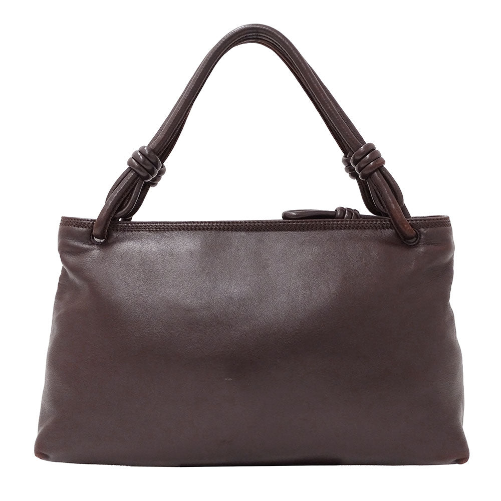 LOEWE ロエベ ハンドバッグ アナグラム ブラウン レザー レディース 【中古】