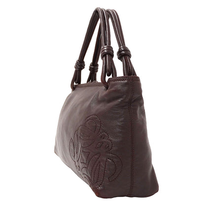 LOEWE ロエベ ハンドバッグ アナグラム ブラウン レザー レディース 【中古】