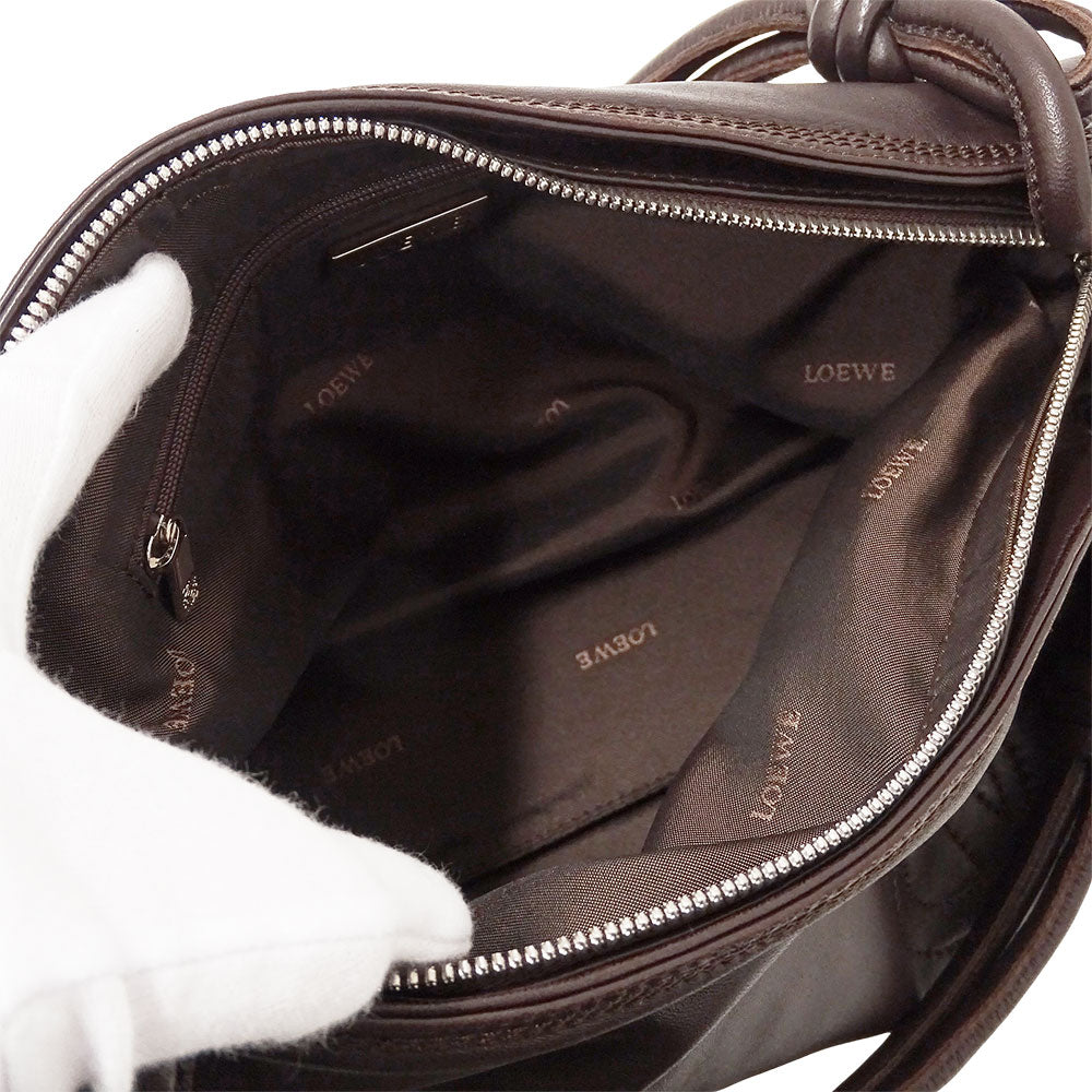 LOEWE ロエベ ハンドバッグ アナグラム ブラウン レザー レディース 【中古】