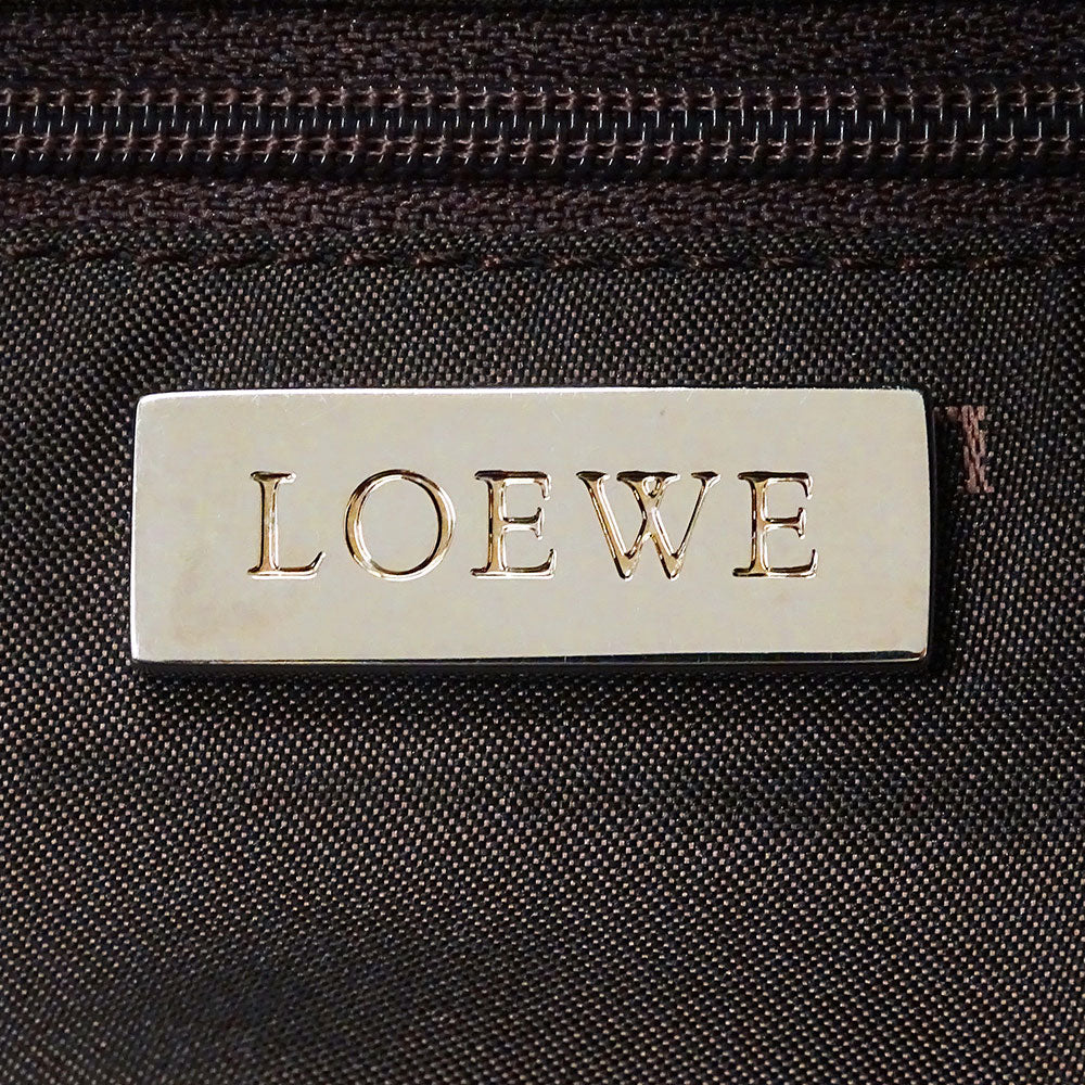 LOEWE ロエベ ハンドバッグ アナグラム ブラウン レザー レディース 【中古】