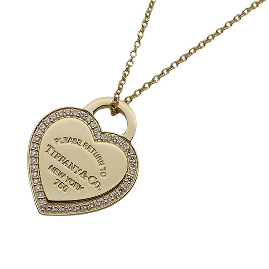 TIFFANY&Co. ティファニー リターントゥ ハート タグ ネックレス 750YG イエローゴールド ダイヤモンド レディース 磨き済み 【中古】