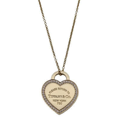 TIFFANY&Co. ティファニー リターントゥ ハート タグ ネックレス 750YG イエローゴールド ダイヤモンド レディース 磨き済み 【中古】