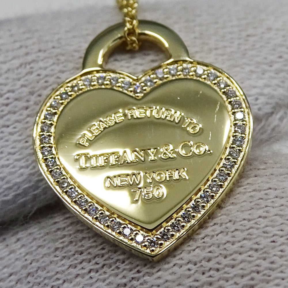 TIFFANY&Co. ティファニー リターントゥ ハート タグ ネックレス 750YG イエローゴールド ダイヤモンド レディース 磨き済み 【中古】