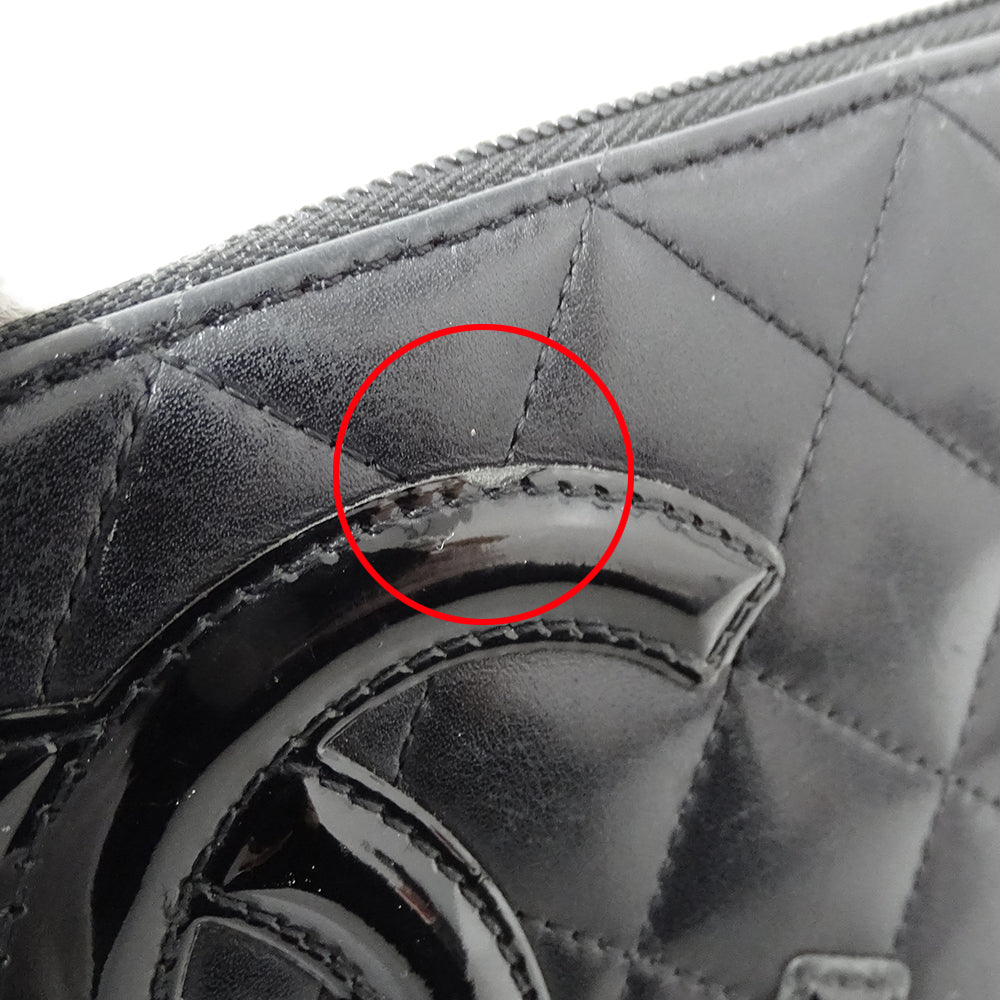 CHANEL シャネル 長財布 カンボン ブラック シルバー金具 ラムスキン レディース 【中古】