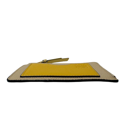 LOEWE ロエベ フラグメントケース コインケース アナグラム グレージュ イエロー レザー レディース 【中古】