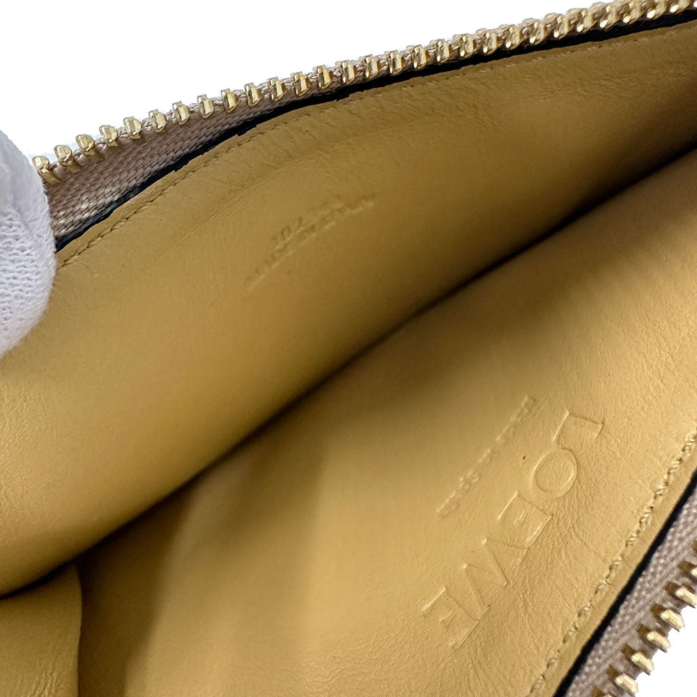 LOEWE ロエベ フラグメントケース コインケース アナグラム グレージュ イエロー レザー レディース 【中古】