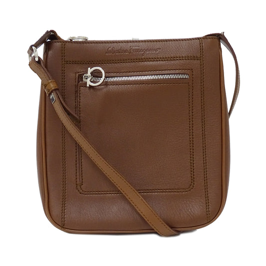 Ferragamo フェラガモ ショルダーバッグ ガンチーニ ブラウン 茶色 レザー レディース 【中古】