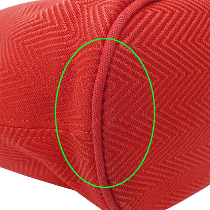 HERMES エルメス パニエドプラージュ PM トートバッグ レッド シルバー金具 トワルシェブロン レディース 【中古】