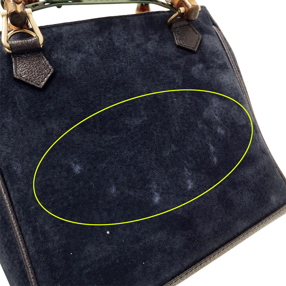 GUCCI グッチ 2wayバッグ バンブー ネイビー 000・123 スエード レディース 【中古】