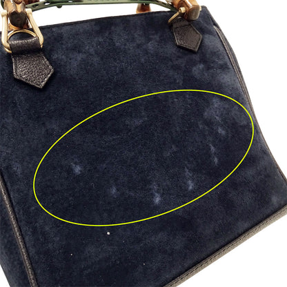 GUCCI グッチ 2wayバッグ バンブー ネイビー 000・123 スエード レディース 【中古】