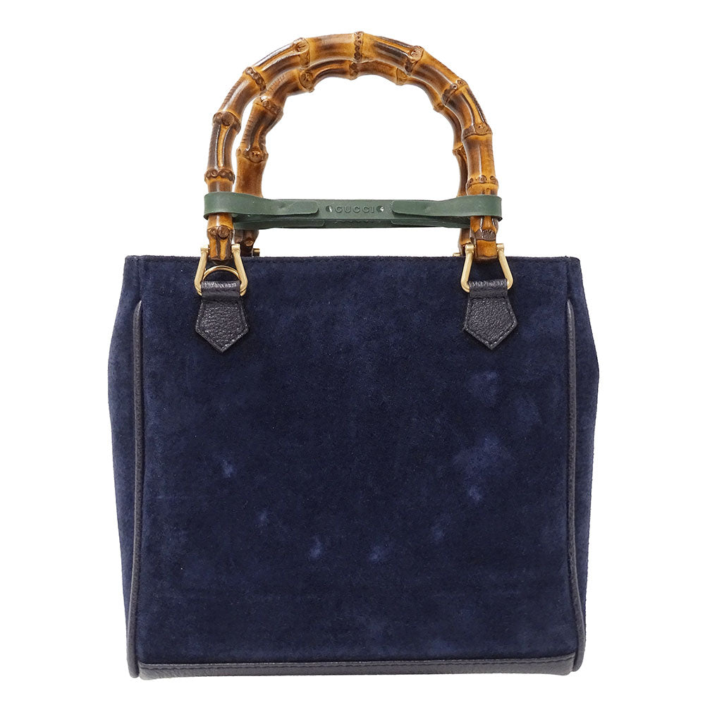 GUCCI グッチ 2wayバッグ バンブー ネイビー 000・123 スエード レディース 【中古】