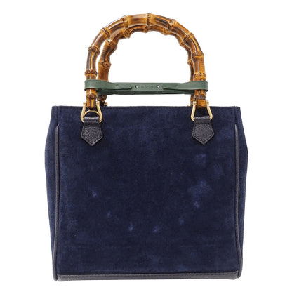 GUCCI グッチ 2wayバッグ バンブー ネイビー 000・123 スエード レディース 【中古】