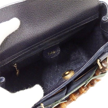 GUCCI グッチ 2wayバッグ バンブー ネイビー 000・123 スエード レディース 【中古】
