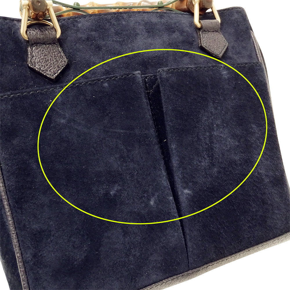 GUCCI グッチ 2wayバッグ バンブー ネイビー 000・123 スエード レディース 【中古】