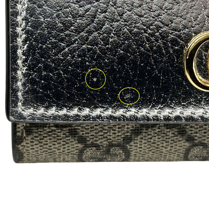 GUCCI グッチ 三つ折り財布 GGスプリーム プチマーモント シルバー ベージュ 598587 PVC レディース メンズ 【中古】