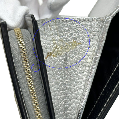 GUCCI グッチ 三つ折り財布 GGスプリーム プチマーモント シルバー ベージュ 598587 PVC レディース メンズ 【中古】