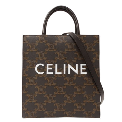CELINE セリーヌ バーティカルカバ ミディアム 2wayバッグ トリオンフ ブラック ブラウン レディース 【中古】