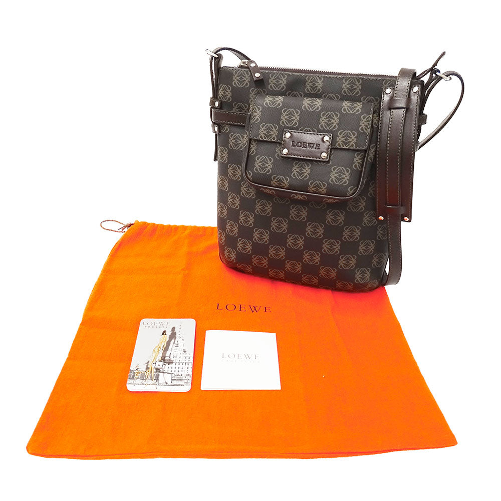 LOEWE ロエベ ショルダーバッグ ポケッツ ダークブラウン PVC レディース 【中古】