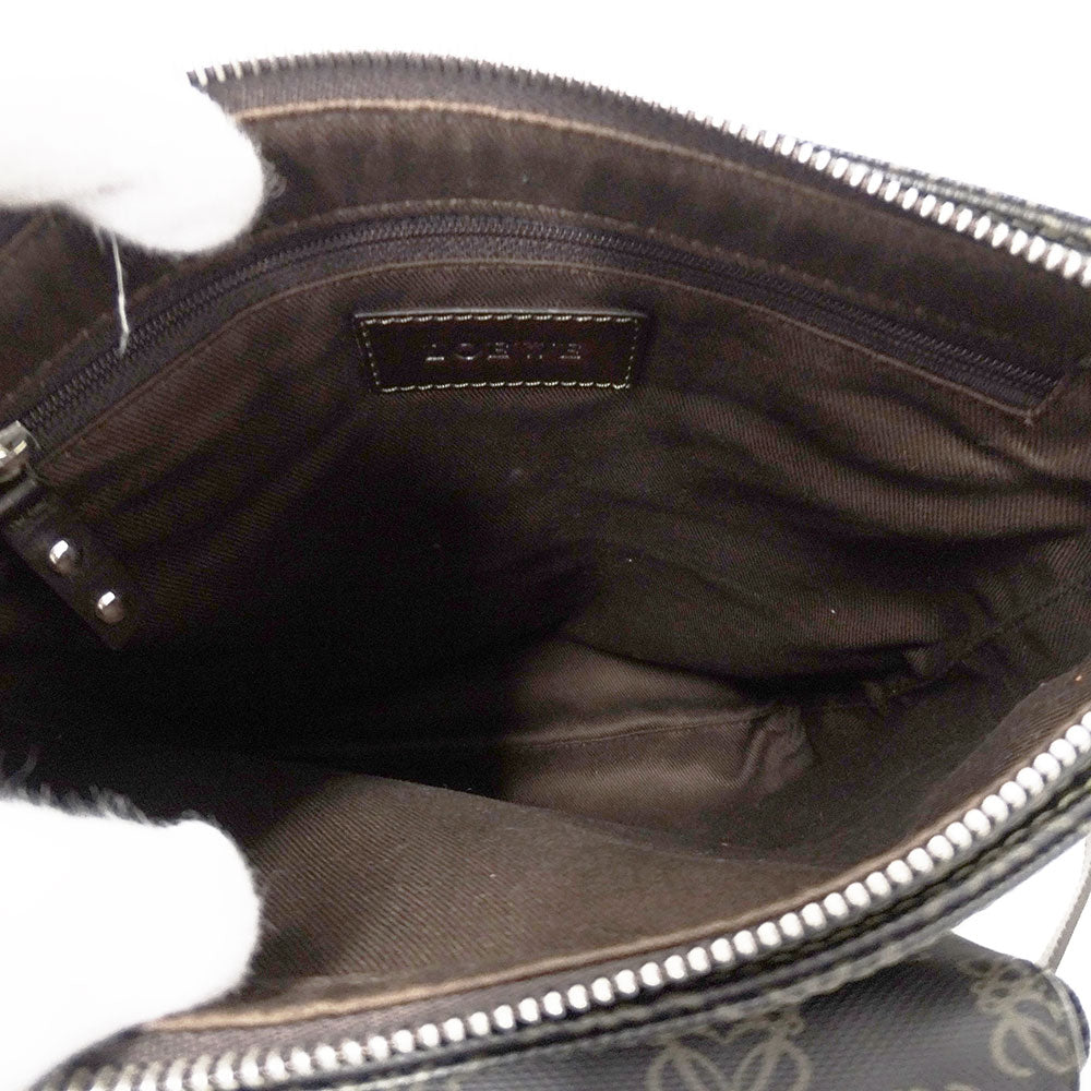 LOEWE ロエベ ショルダーバッグ ポケッツ ダークブラウン PVC レディース 【中古】
