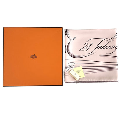 HERMES エルメス カレ90 24 Faubourg 24フォーブル スカーフ ピンク シルク レディース 【中古】